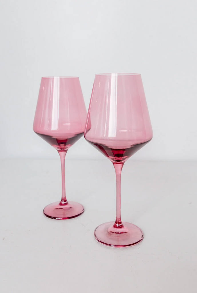 Estelle Colored Glass Rose Wine Stemware - Set of 2