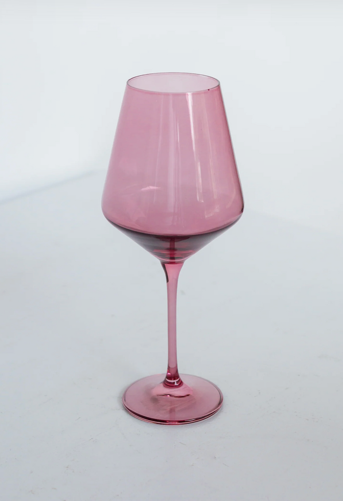 Estelle Colored Glass Rose Wine Stemware - Set of 2