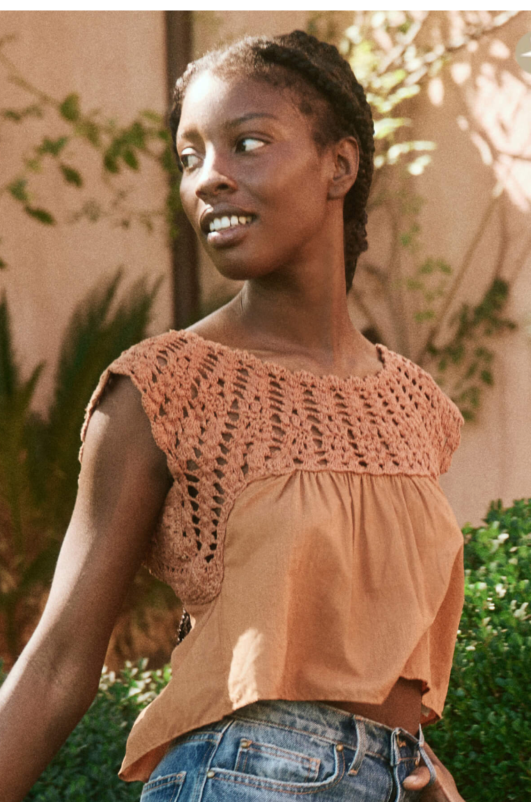 The Great Cotton Crochet Soleil Top in Auburn Orange Canyon - Shoppe Details and Design