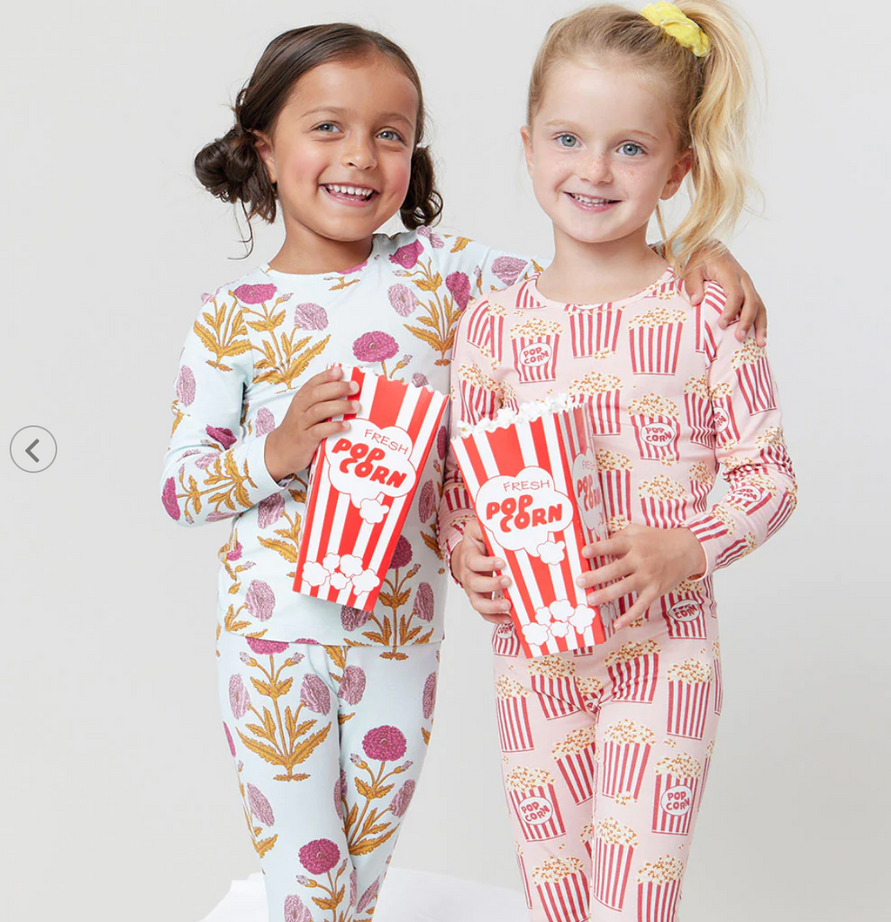 Pink Chicken - Kids Bamboo PJ Set - Pink Popcorn - Shoppe Details and Design