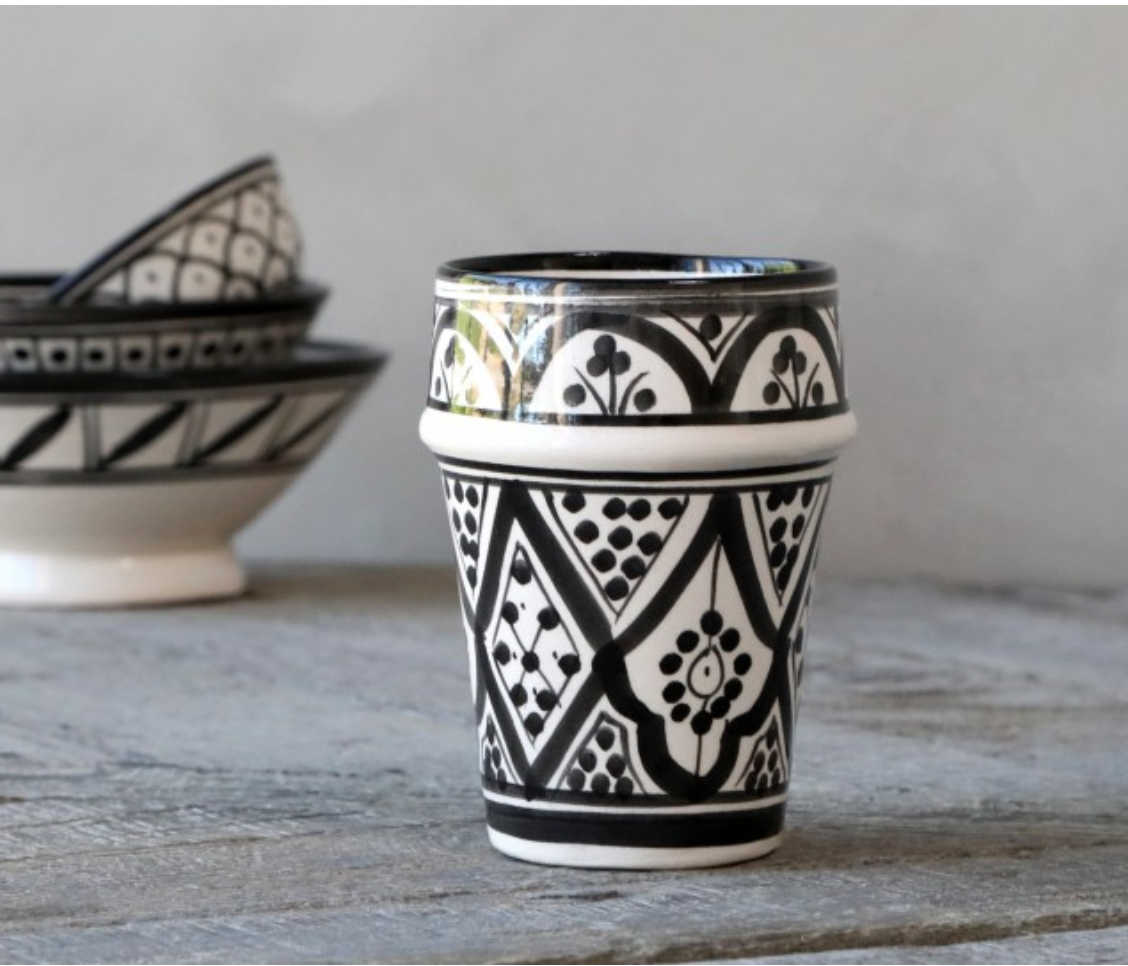 Hand-Painted Moroccan Cup in Black - Shoppe Details and Design