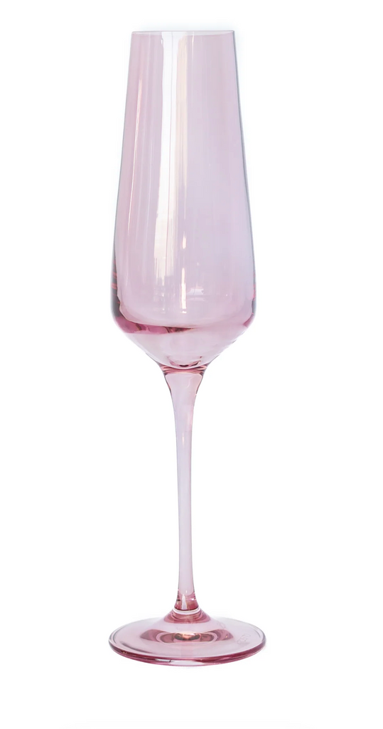 Estelle Colored Glass Rose Champagne Flute Set - Set of 6