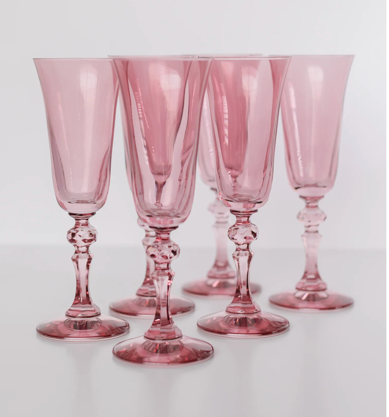 Estelle Colored Glass Rose Regal Flute Set - Set of 6 - Shoppe Details and Design