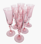 Estelle Colored Glass Rose Regal Flute Set - Set of 6 - Shoppe Details and Design