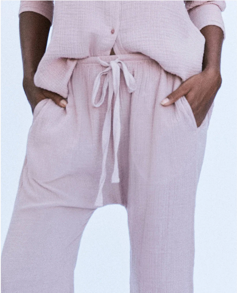 The Great Loose Gauze Pants in Soft Lilac Pink