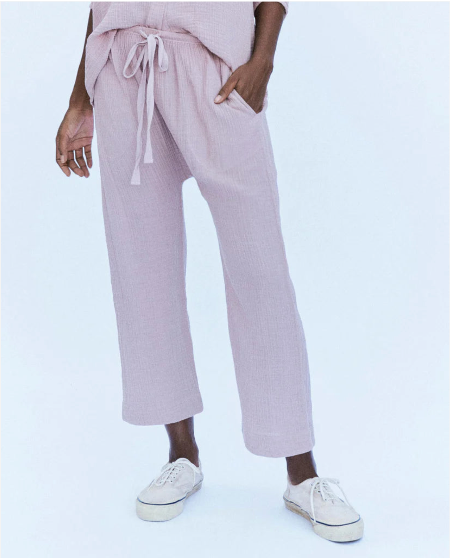 The Great Loose Gauze Pants in Soft Lilac Pink - Shoppe Details and Design