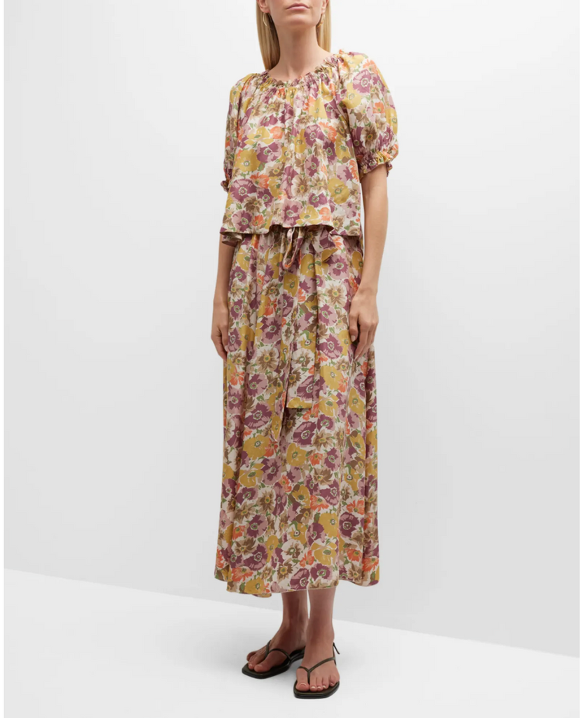 The Great Papyrus Floral Silk Skirt