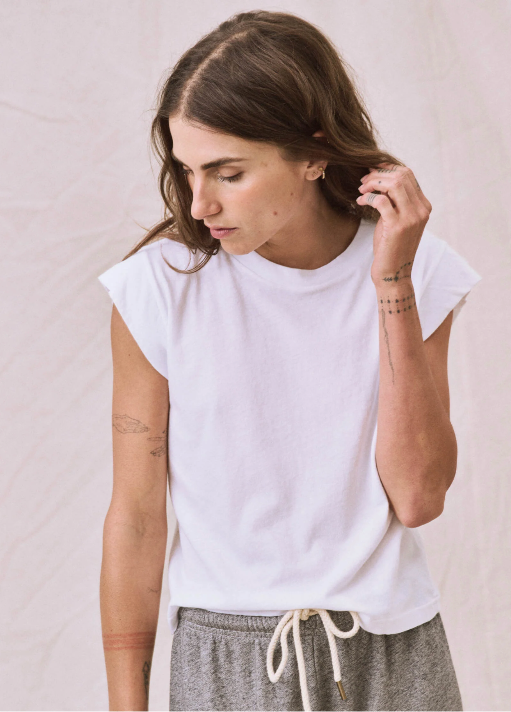 The Great Peak Shoulder Tee in True White - Shoppe Details and Design