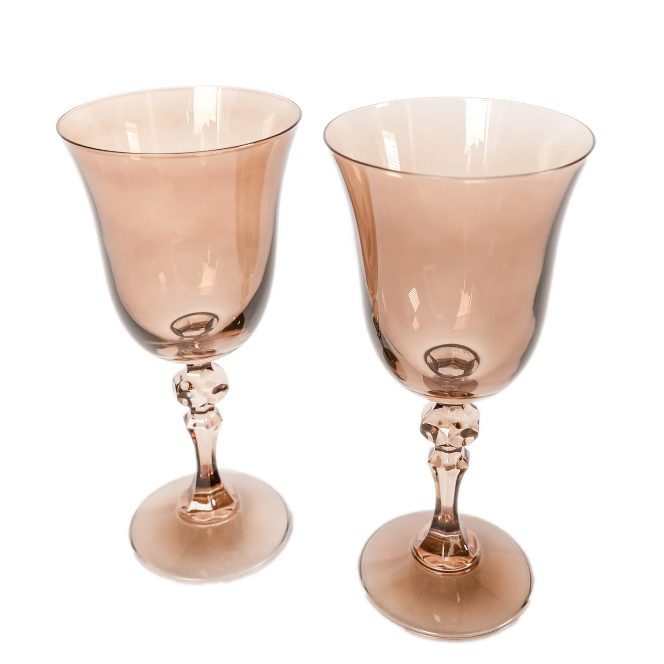 Estelle Colored Glass Amber Smoke Regal Goblet Set - Set of 2 - Shoppe Details and Design