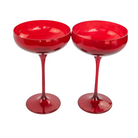 Estelle Colored Glass Red Champagne Coupe Stemware Set - Shoppe Details and Design