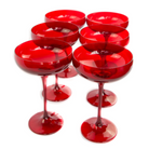 Estelle Colored Glass Red Champagne Coupe Stemware - Set of 6 - Shoppe Details and Design