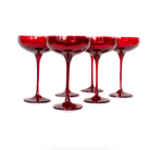 Estelle Colored Glass Red Champagne Coupe Stemware - Set of 6 - Shoppe Details and Design