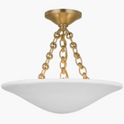 Molino 16" Semi Flush Mount – hand-rubbed antique brass with plaster white shade.