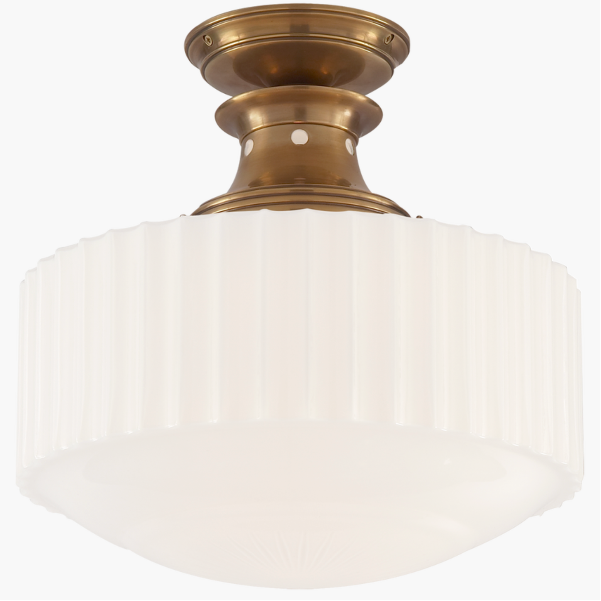 Sophisticated Milton Road Flush Mount featuring Hand-Rubbed Antique Brass and White Glass