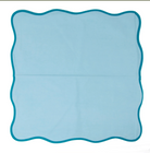 Premium Teal Blue Scalloped Cotton Napkins - Set of 4 by Modafleur | Luxurious Scalloped Cotton Napkin Set - Shoppe Details and Design