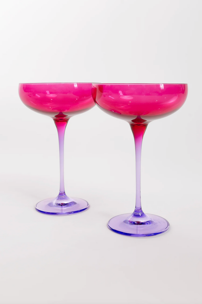 Limited Edition -  Estelle Champagne Coupes - Fuchsia and Lavender - Set of 2