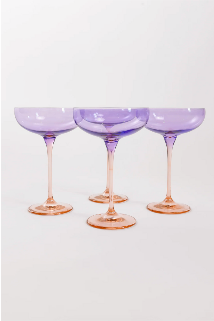 Limited Edition -  Estelle Champagne Coupes - Blush Pink and Lavender - Set of 2