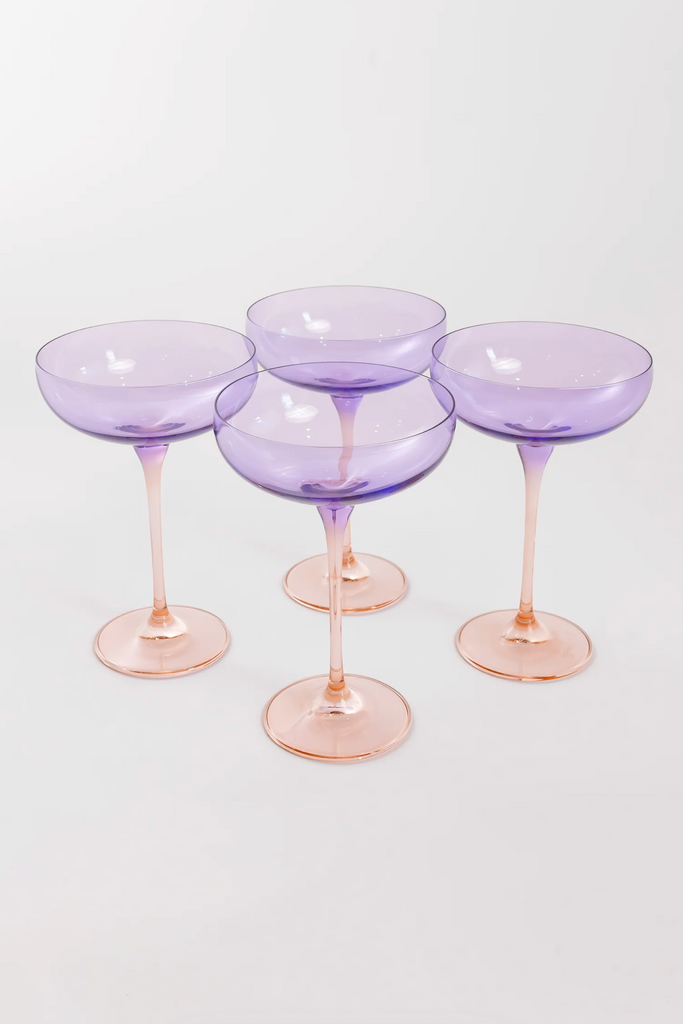 Limited Edition -  Estelle Champagne Coupes - Blush Pink and Lavender - Set of 2