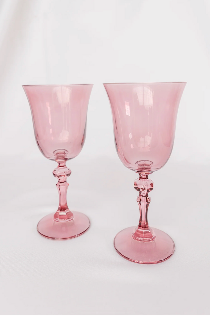 Estelle Colored Glass Rose Regal Goblet Set - Elegance in Every Sip - Shoppe Details and Design