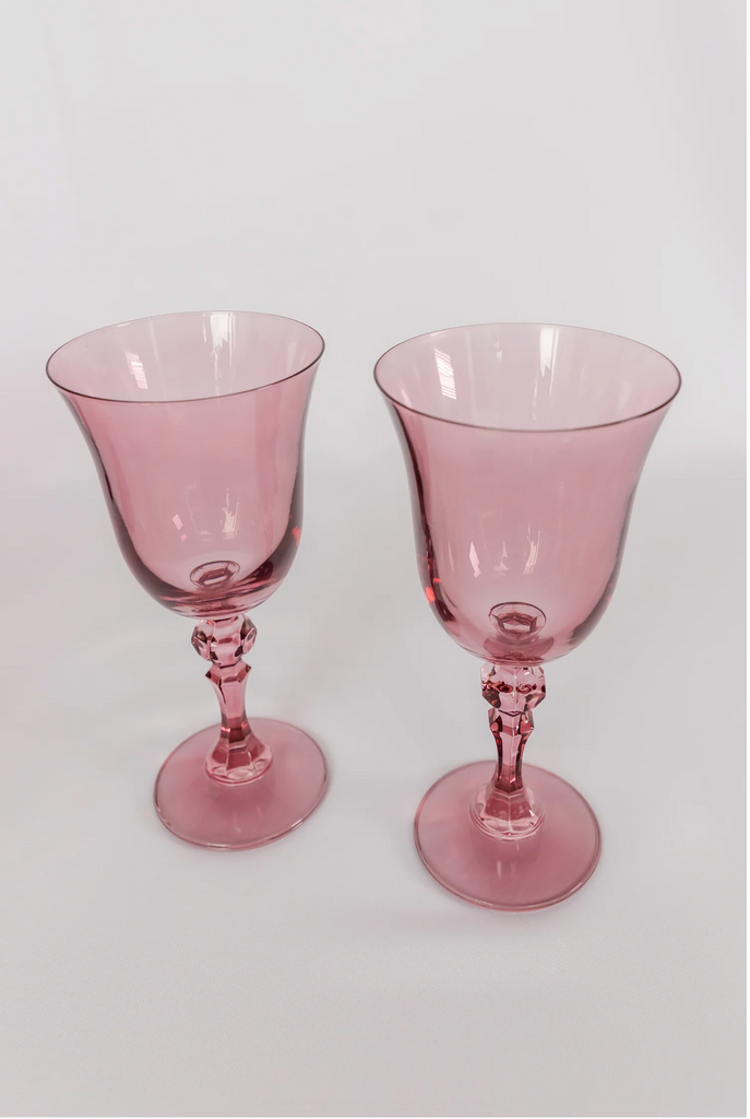 Estelle Colored Glass Rose Regal Goblet Set - Elegance in Every Sip - Shoppe Details and Design