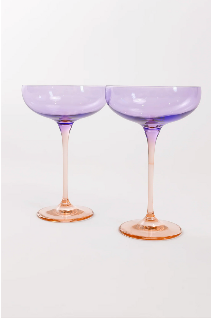 Limited Edition -  Estelle Champagne Coupes - Blush Pink and Lavender - Set of 2