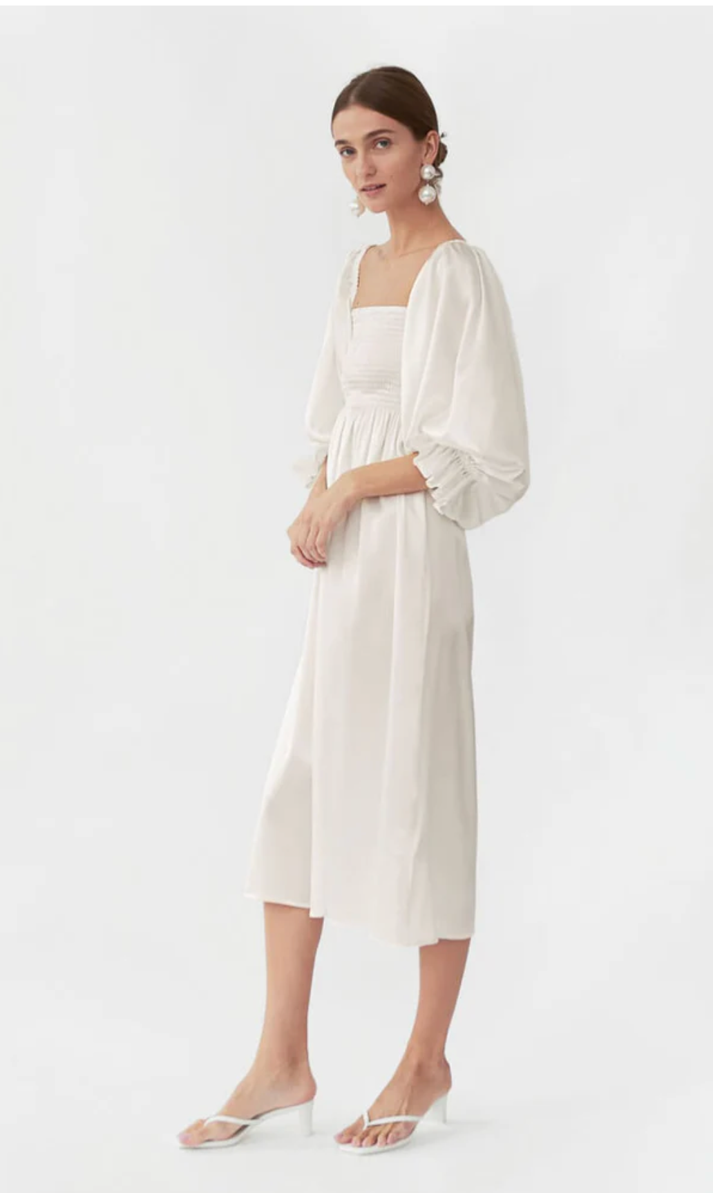 Sleeper Atlanta Dress in White Silk - Shoppe Details and Design