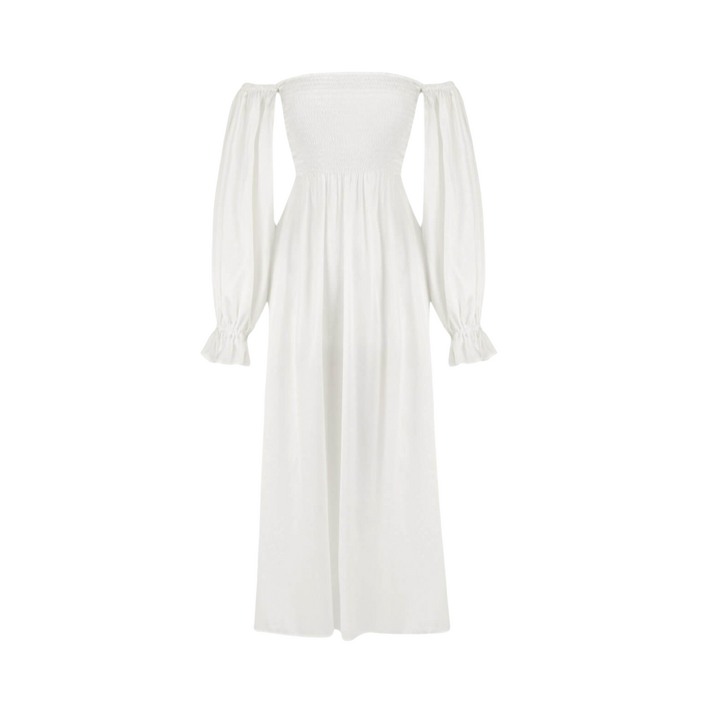 Sleeper Atlanta Dress in White Silk
