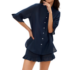 Sleeper Linen Lounge Suit in Navy Blue - Shoppe Details and Design