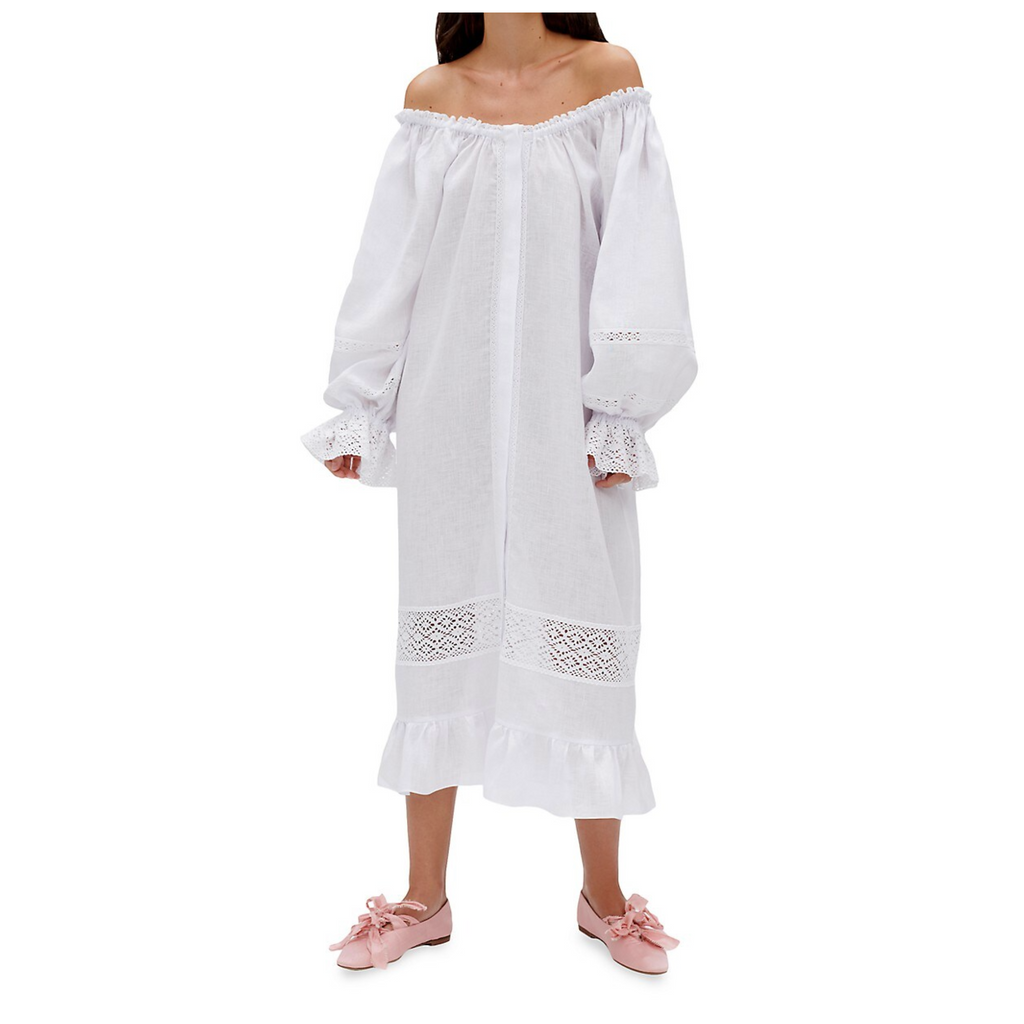 Sleeper Paloma Linen Dress in White