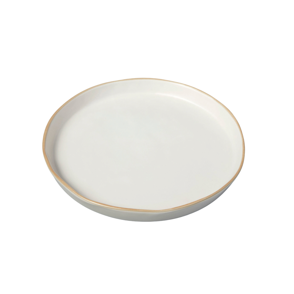 Tan Rim Stoneware Plate - Medium