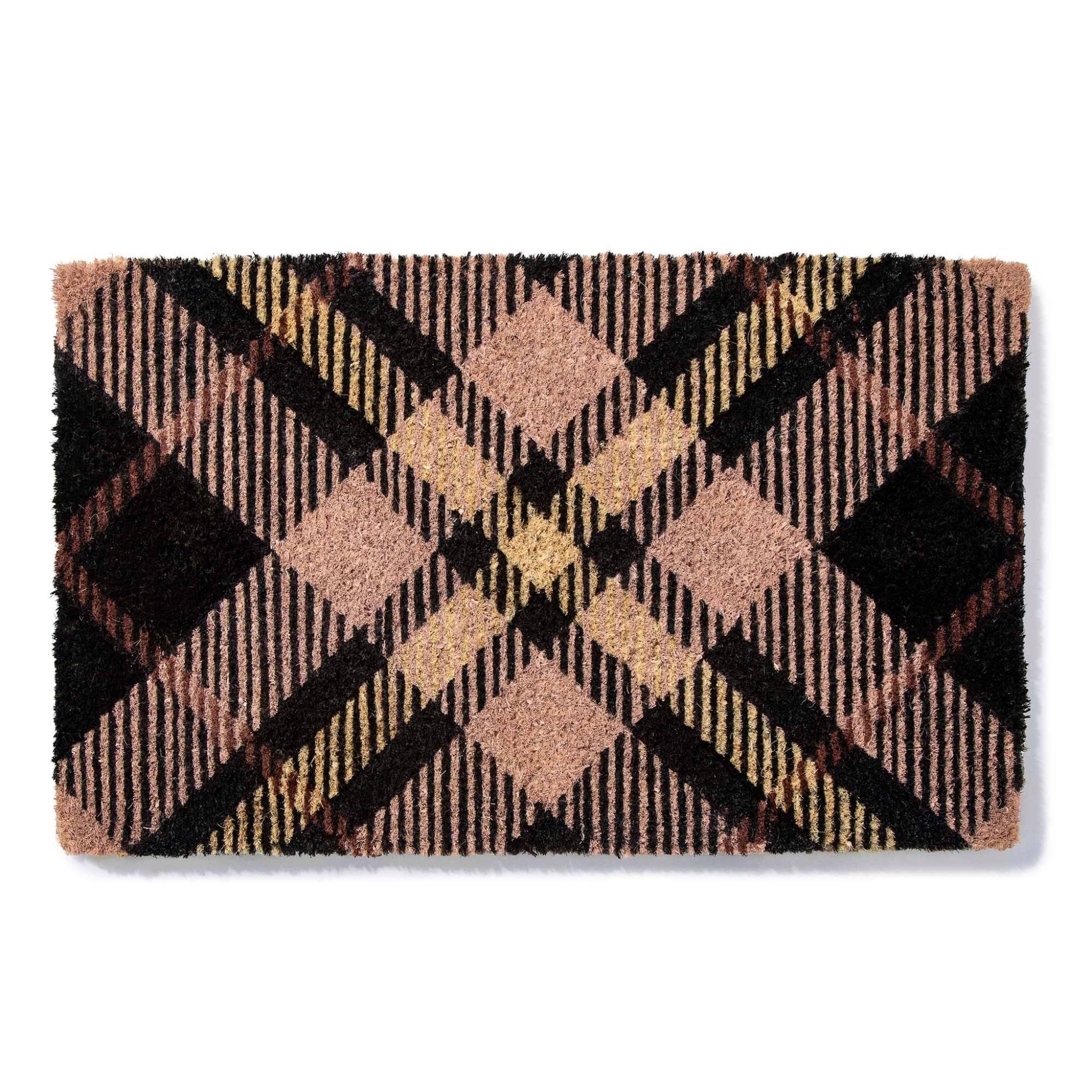 Tartan Plaid, Clay Handwoven Coconut Fiber Doormat