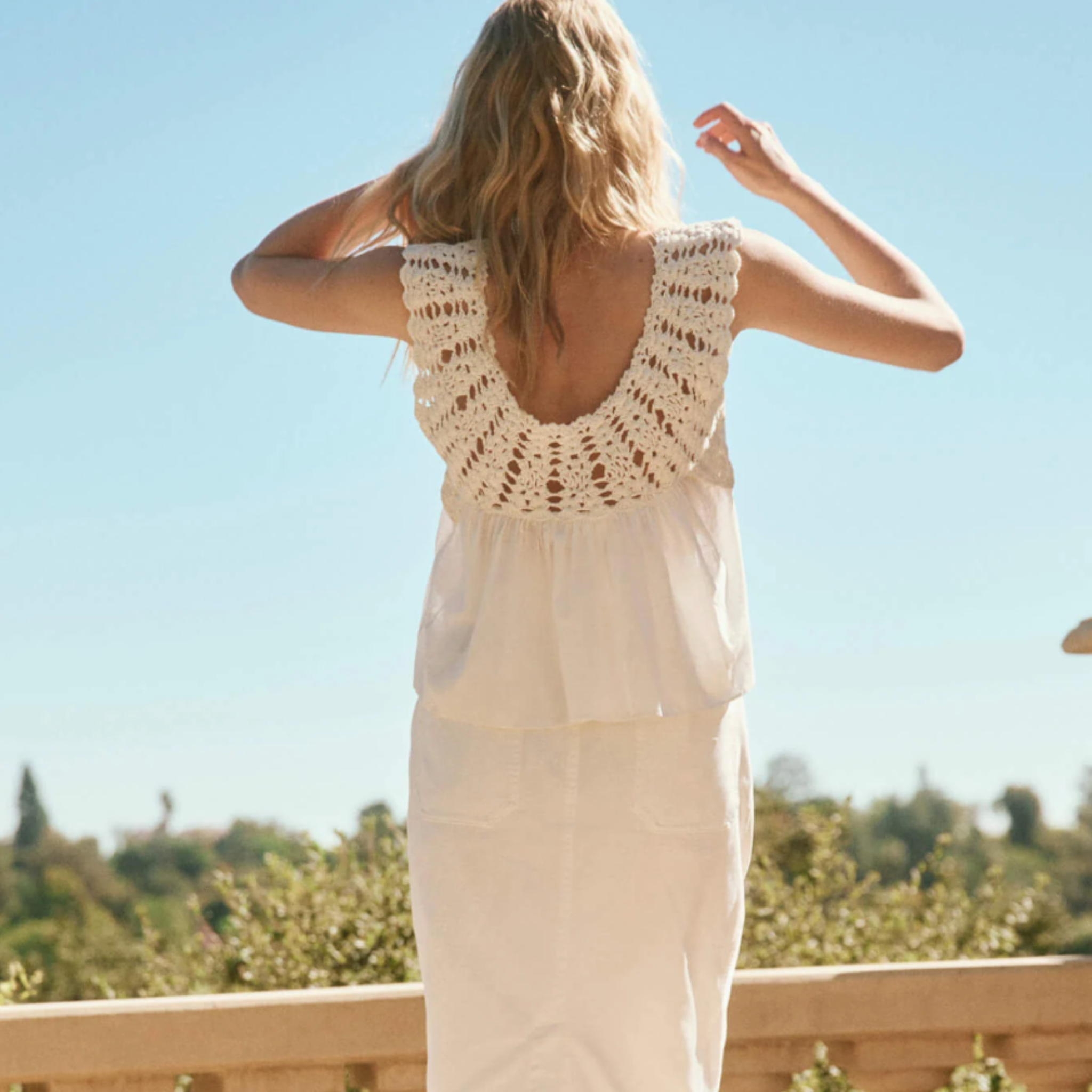 The Great Cotton Crochet Soleil Top in Cream White - Shoppe Details and Design