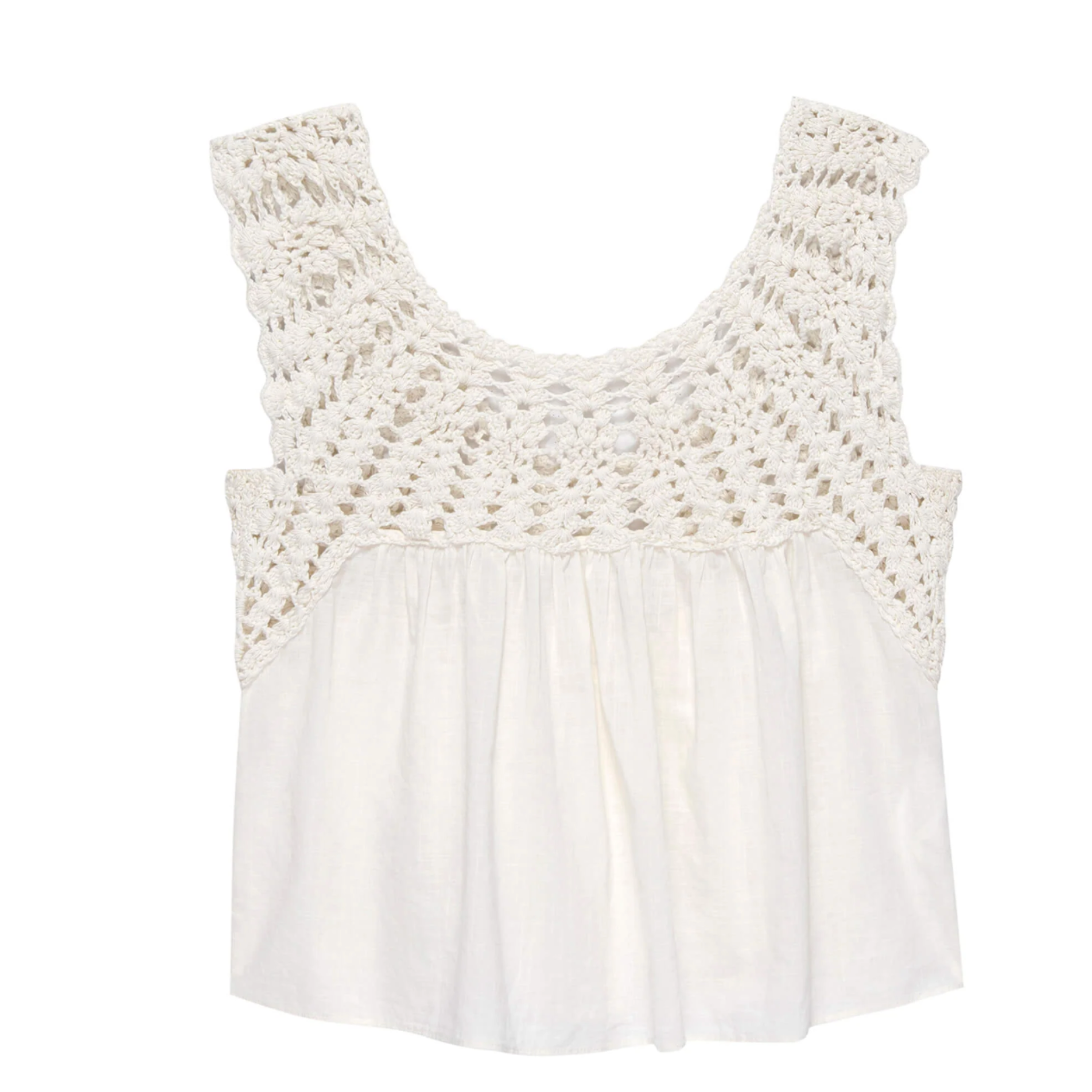 The Great Cotton Crochet Soleil Top in Cream White - Shoppe Details and Design