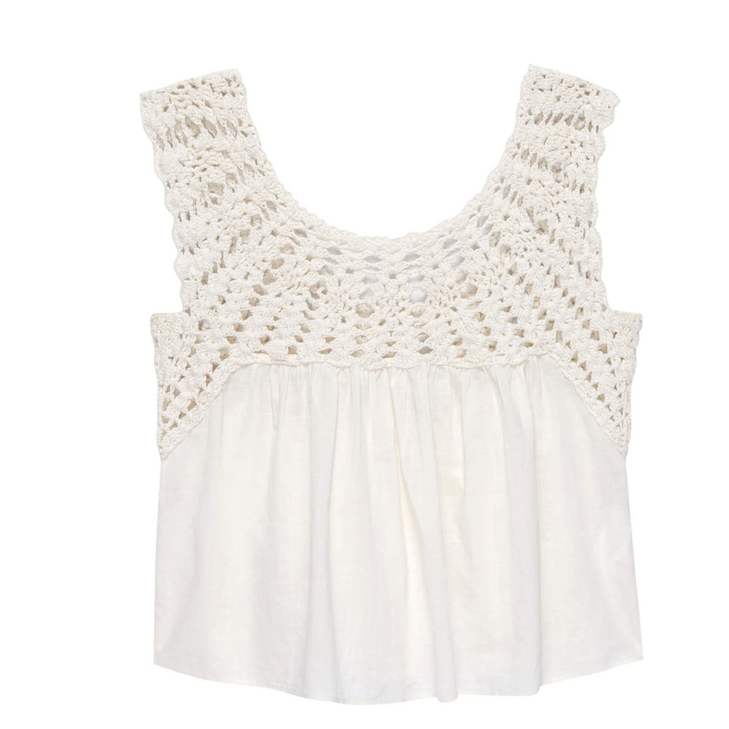 The Great Cotton Crochet Soleil Dress in Cream White
