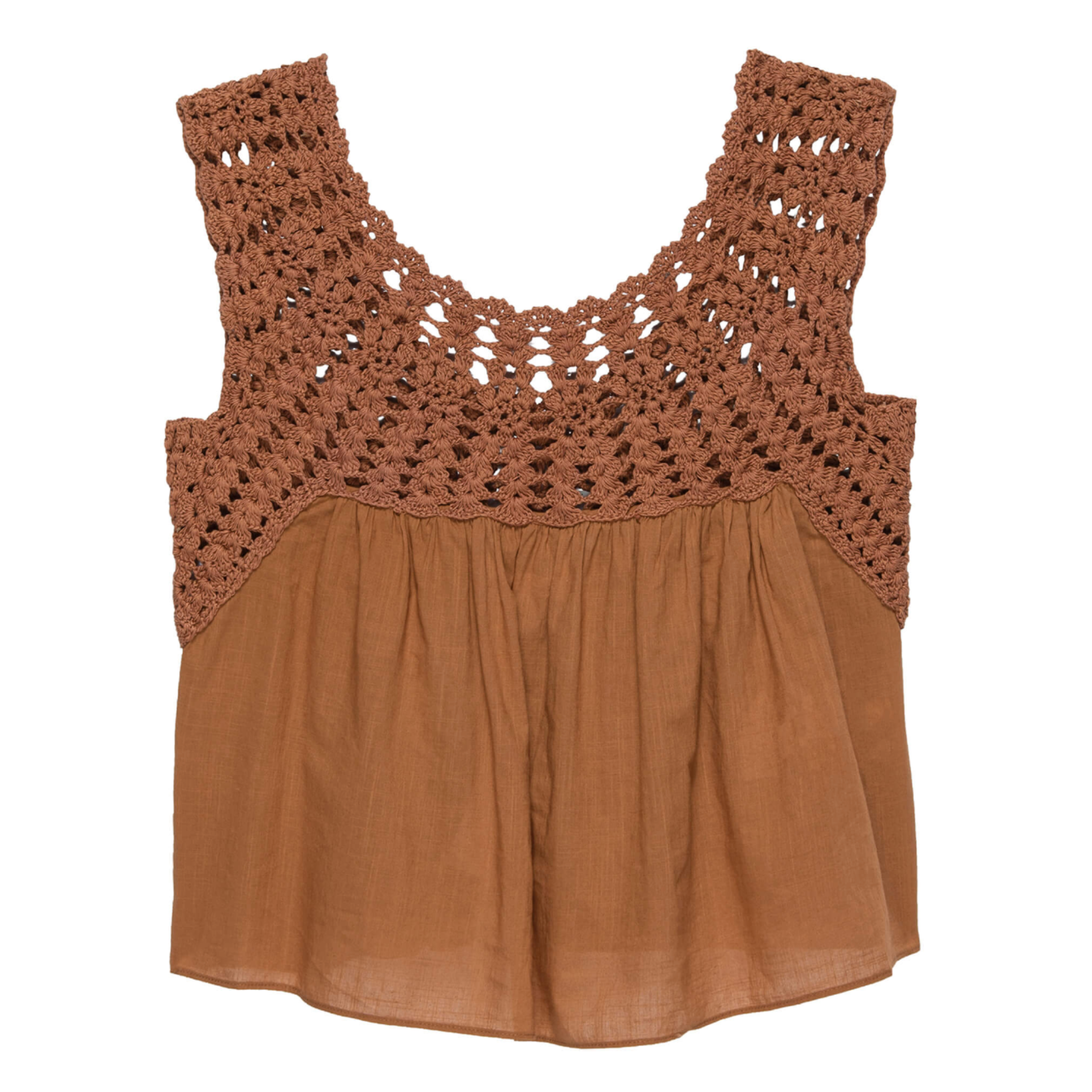 The Great Cotton Crochet Soleil Top in Auburn Orange Canyon - Shoppe Details and Design