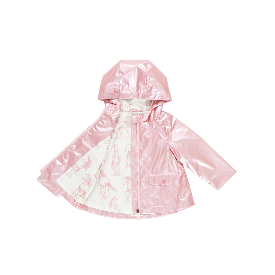 Pink Chicken- Girls Rafa Raincoat in Pink Metallic - Shoppe Details and Design