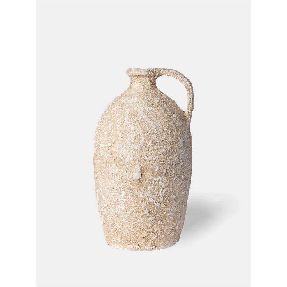 Aged Taupe Textured Decorative Jug Vase - Details and Design - Vase - Jitana