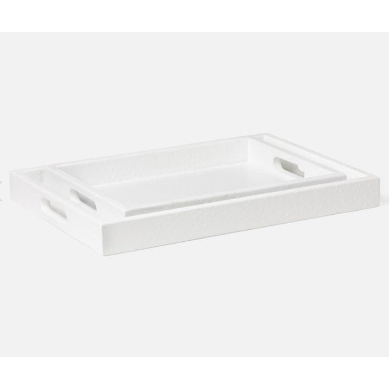 Designer White Aisling Faux Ostrich Trays - Stylish Home Accents