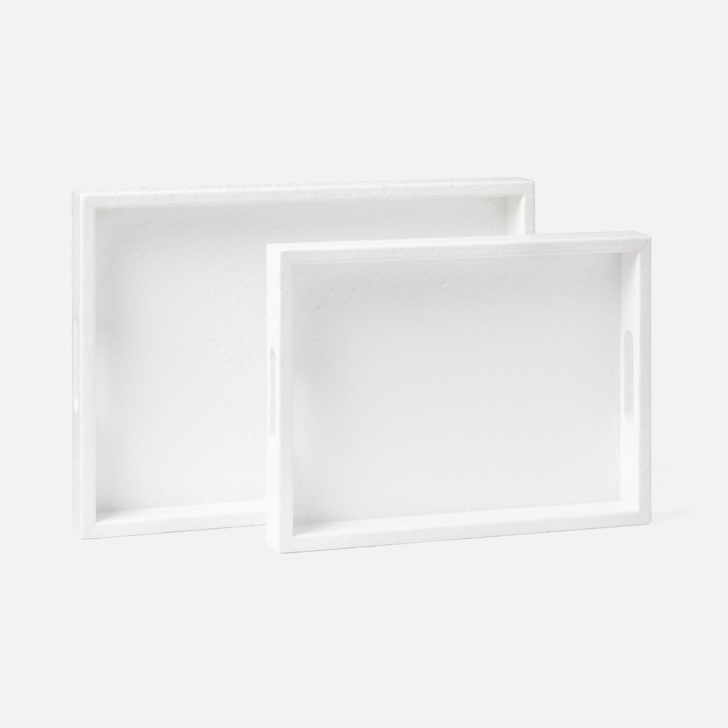 Aisling Faux Ostrich Set of 2 Trays - Designer White Elegance