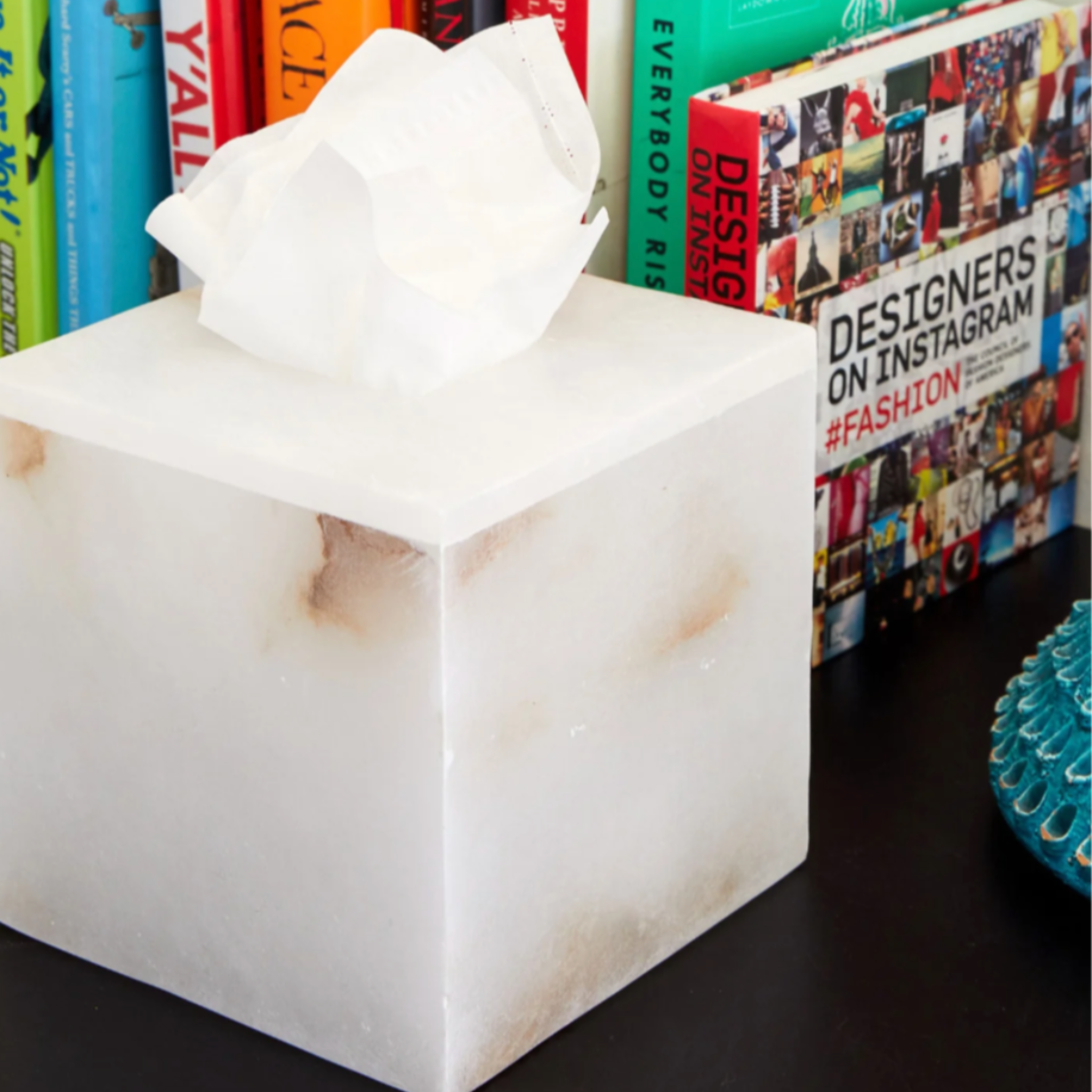alabaster tissue holder.