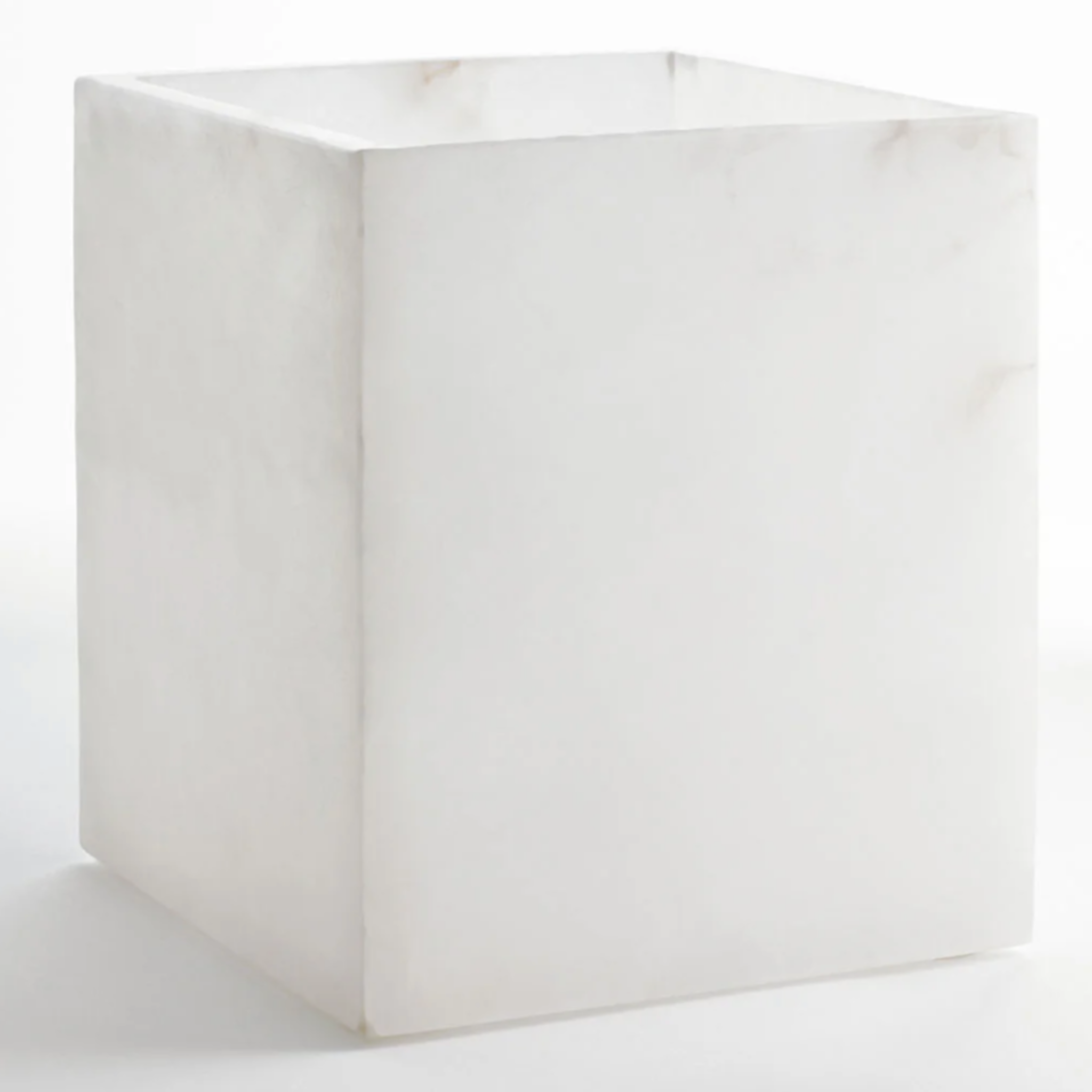 alabaster waste basket.