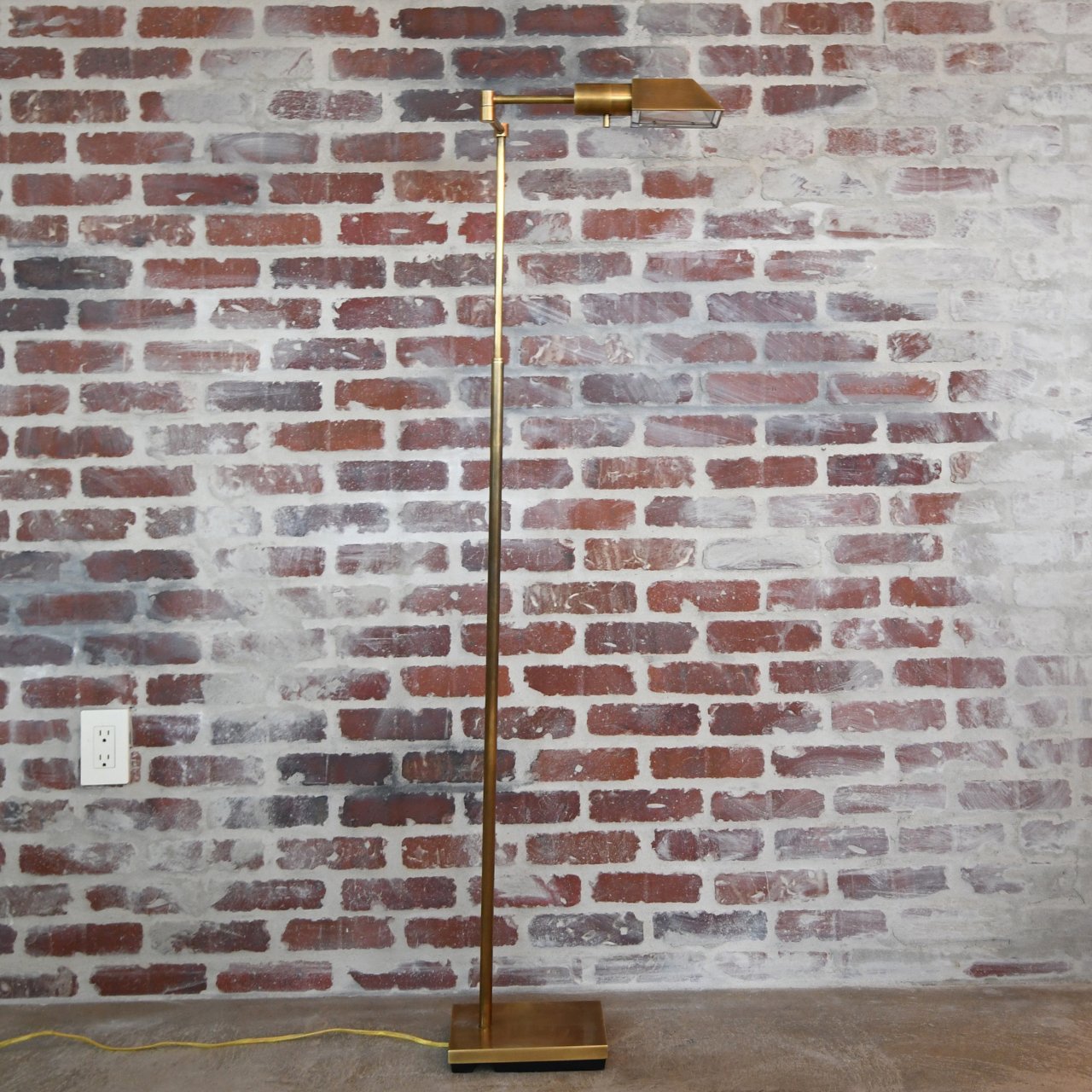 Antique Brass Swing Arm Floor Reading Lamp.