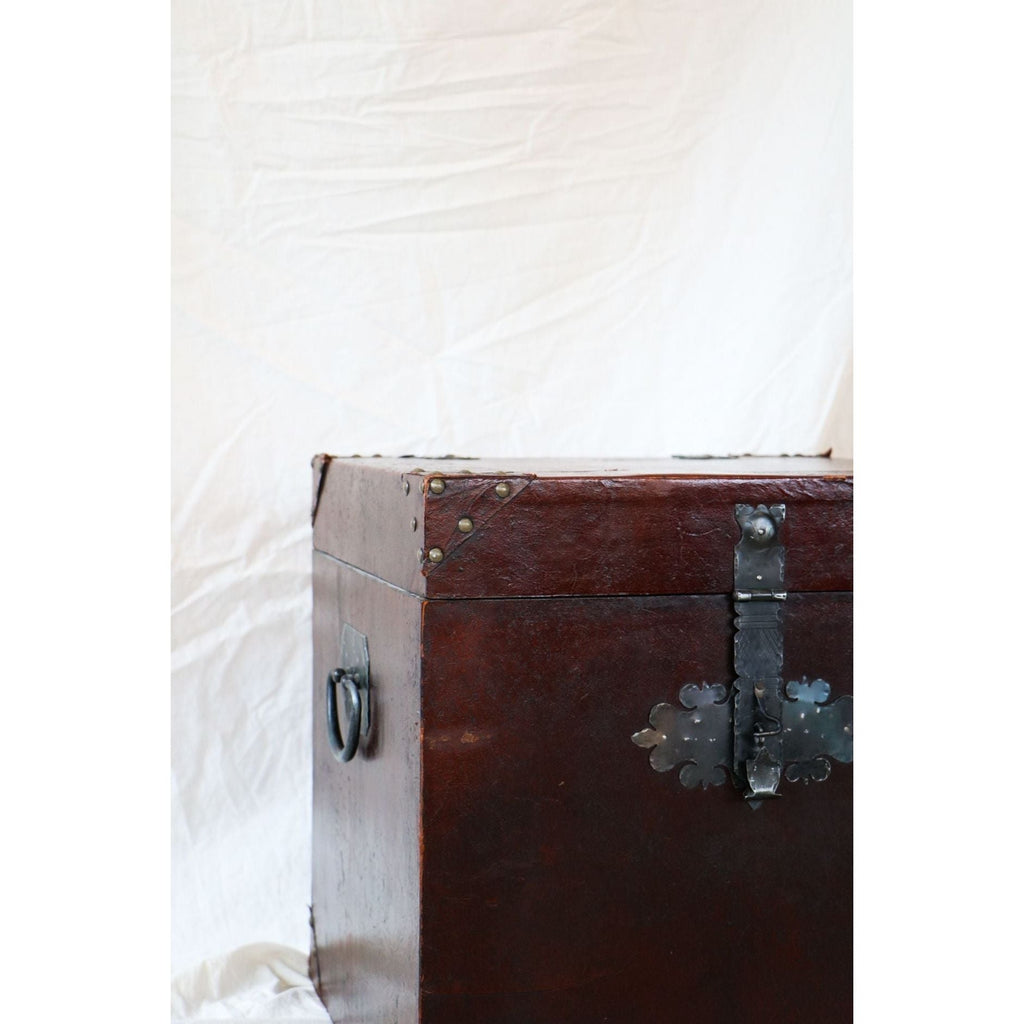 ntique Leather Box Trunk - classic elegance with ornate hardware