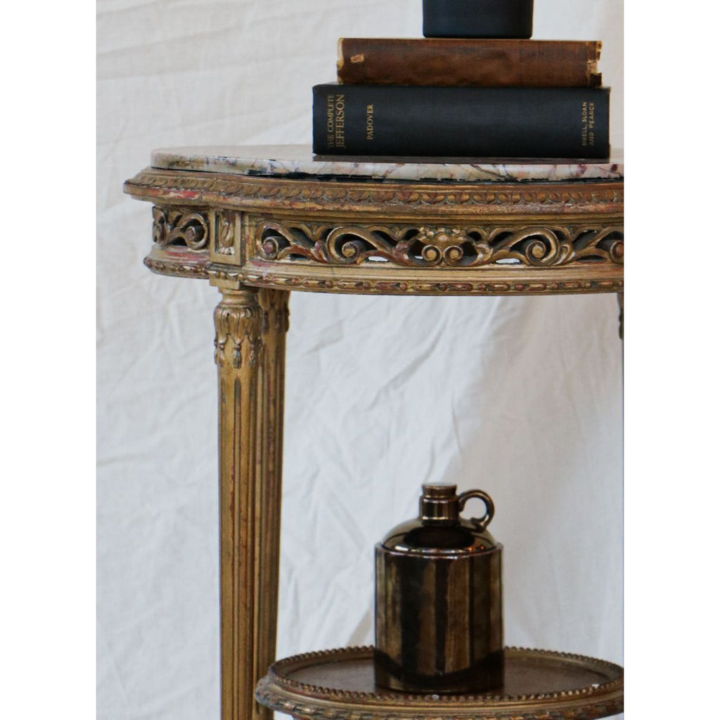 Vintage charm with Antique Marble Stone Side Table