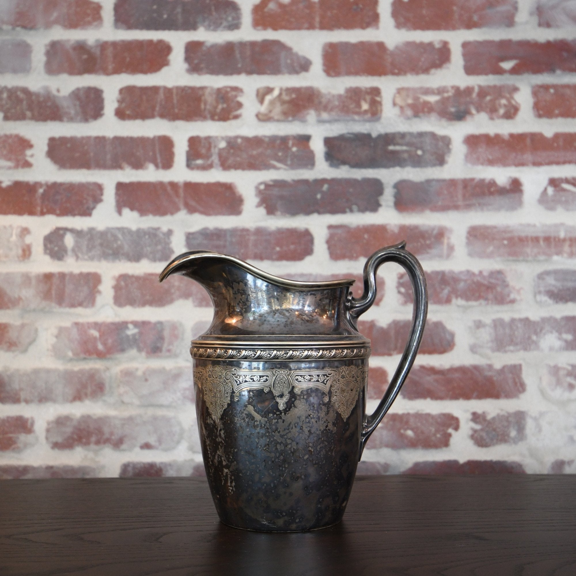 Antique Silver Water Jug - Elegant Tabletop Decor