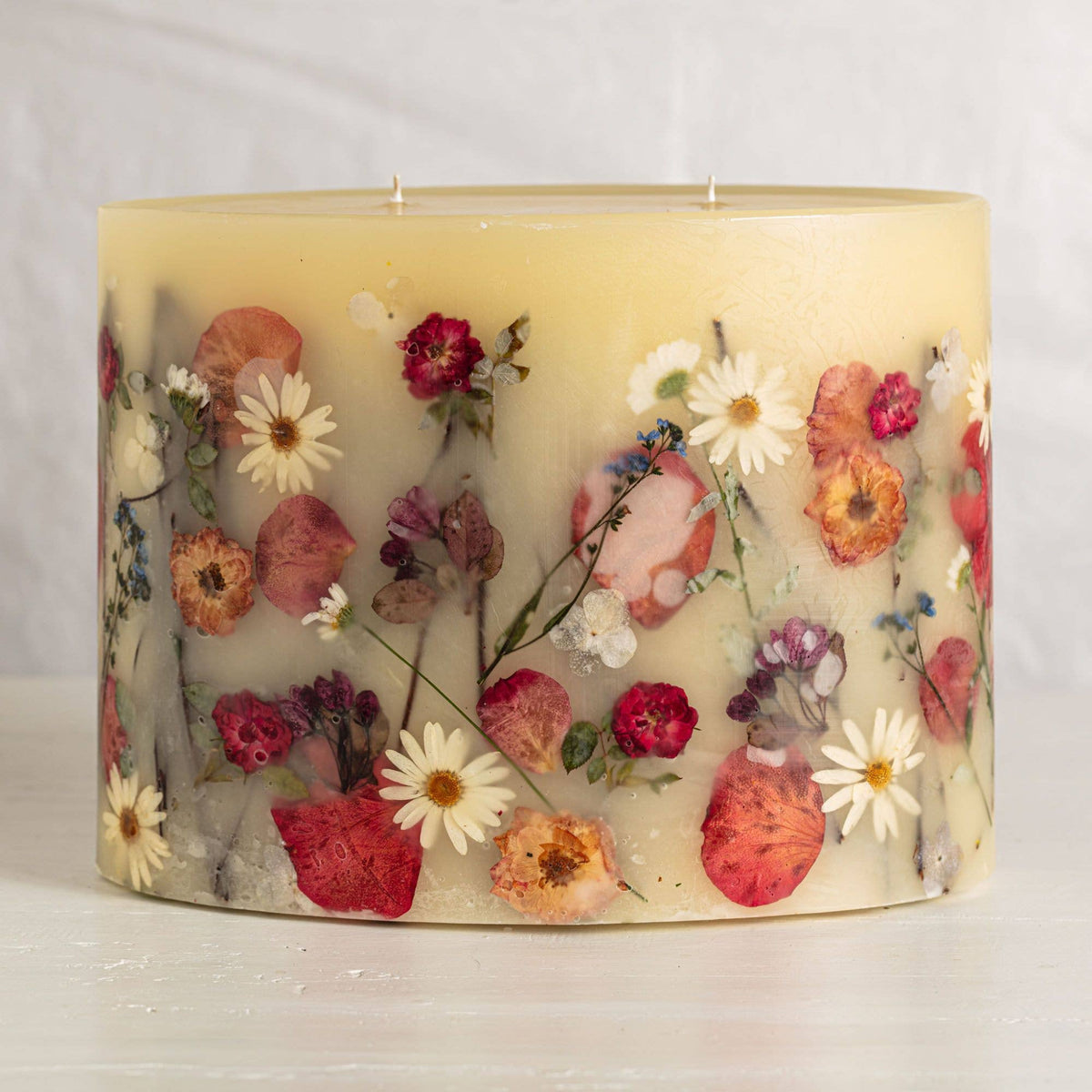 Apricot Rose Oval Botanical Candle large  floral rosy rings.
