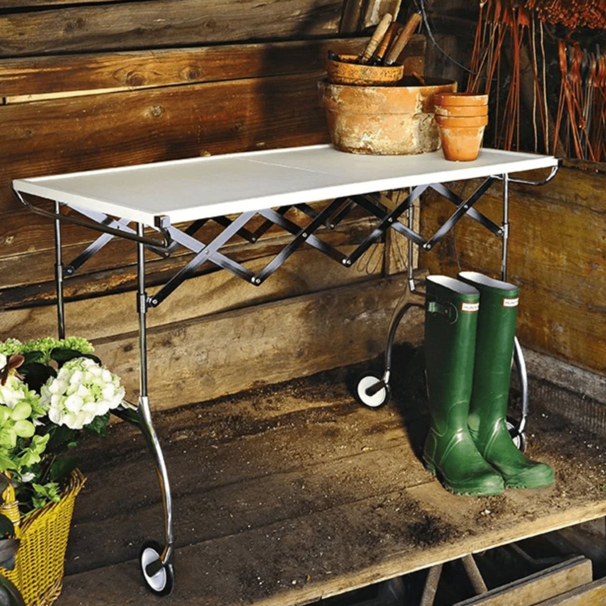 Stylish Battista Cart with mat cream finish by Kartell.
