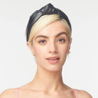 Lele Sadoughi Stylish Black Faux Leather Headband - Trendy Hair Accessory | Elegant Headpiece | Black Faux Leather Hairband.