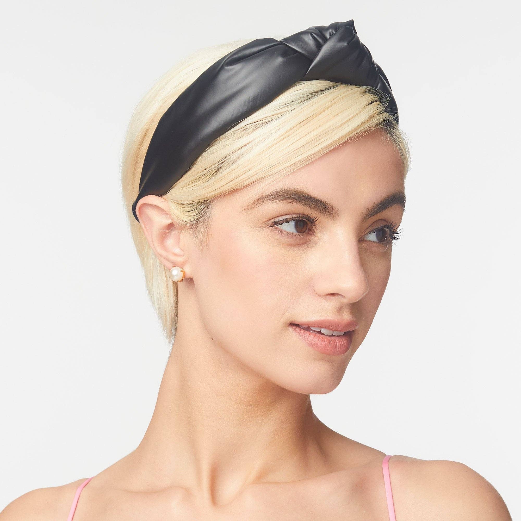 Lele Sadoughi Stylish Black Faux Leather Headband - Trendy Hair Accessory | Elegant Headpiece | Black Faux Leather Hairband.