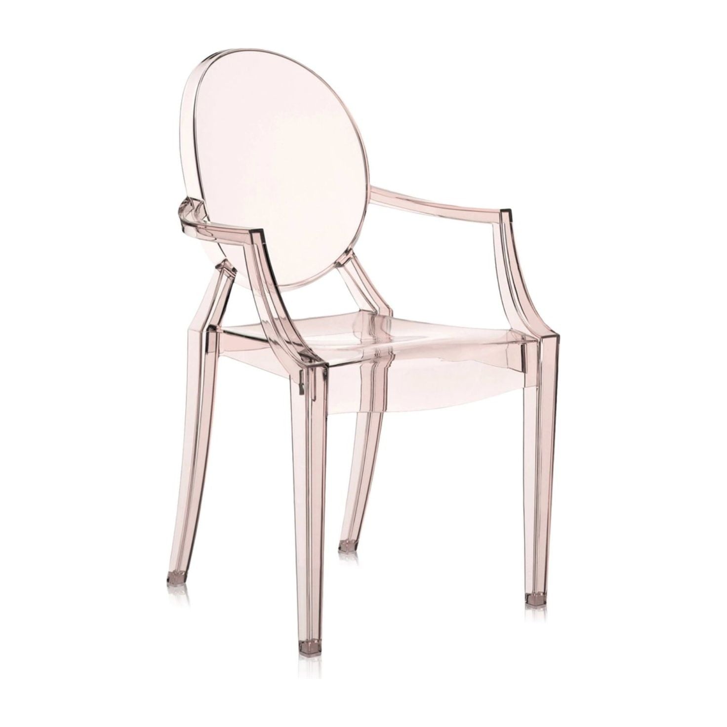 Philippe Starck's Blush Orange Louis Ghost Chairs with Arms - Iconic and Stylish